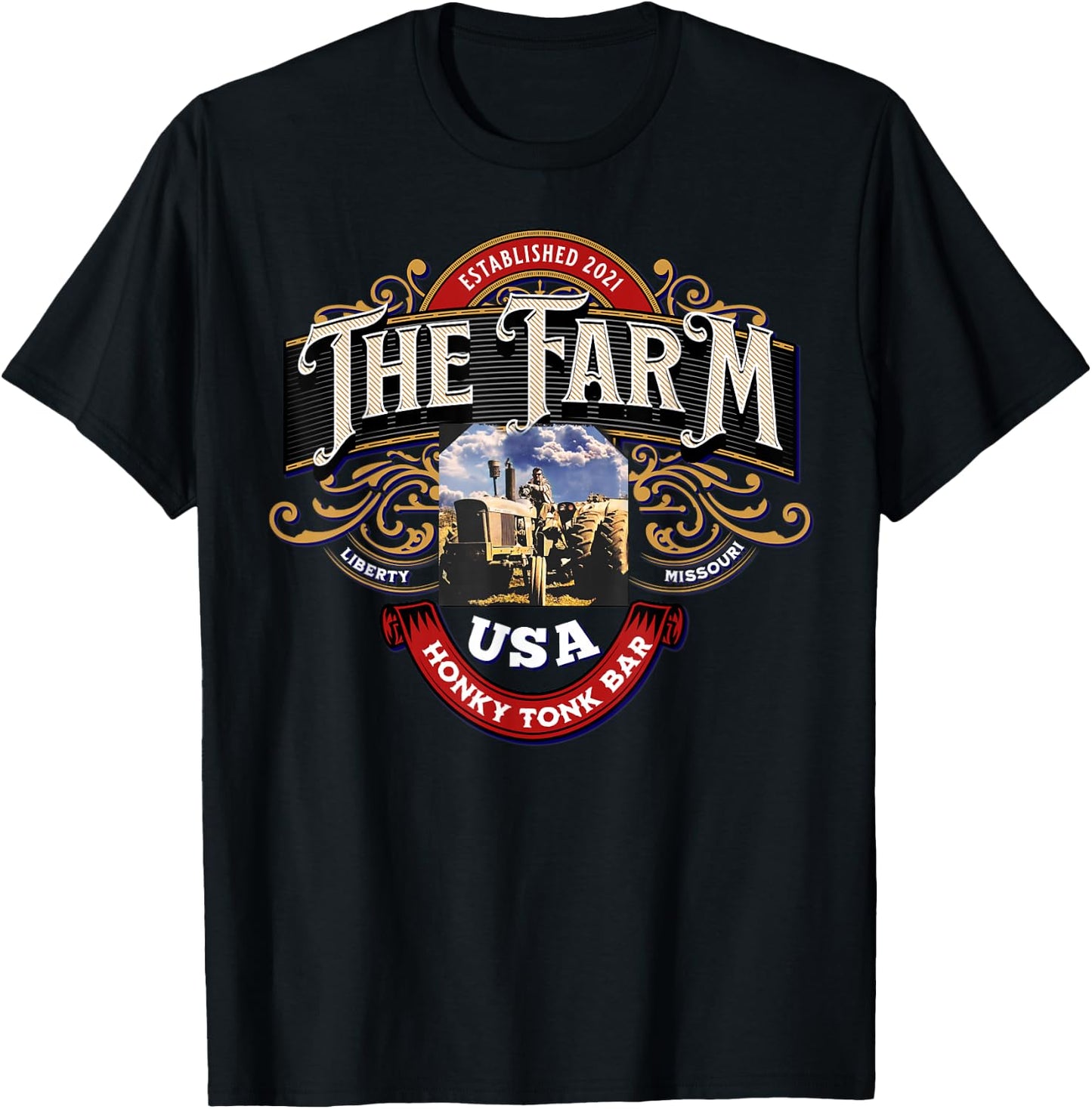 The Farm Liberty Missouri USA Live Music Bar Honky-tonk T-Shirt - T-Shirt | Black