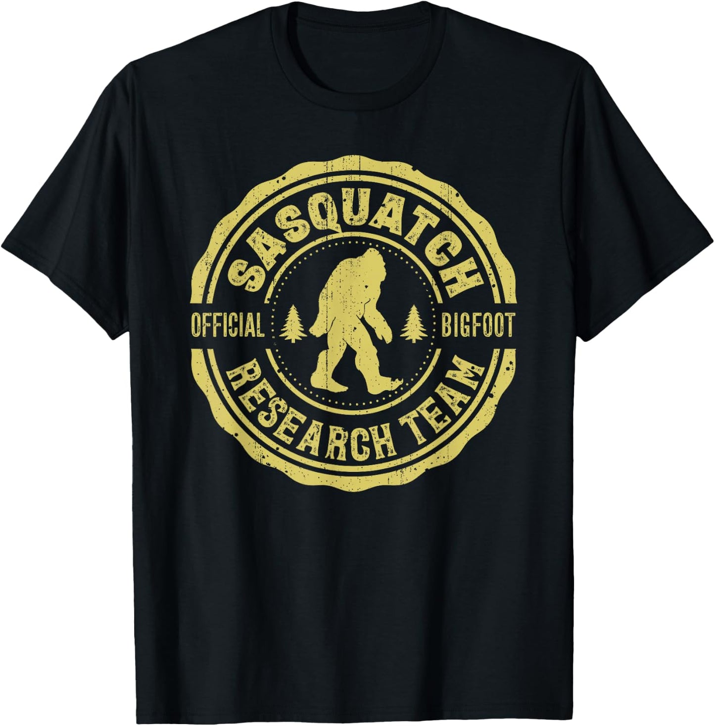 Bigfoot Finding Sasquatch Research Team Men Retro Vintage T-Shirt - T-Shirt | Black