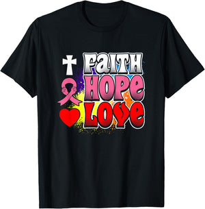 Faith Hope Love Design T-Shirt - T-Shirt | Black