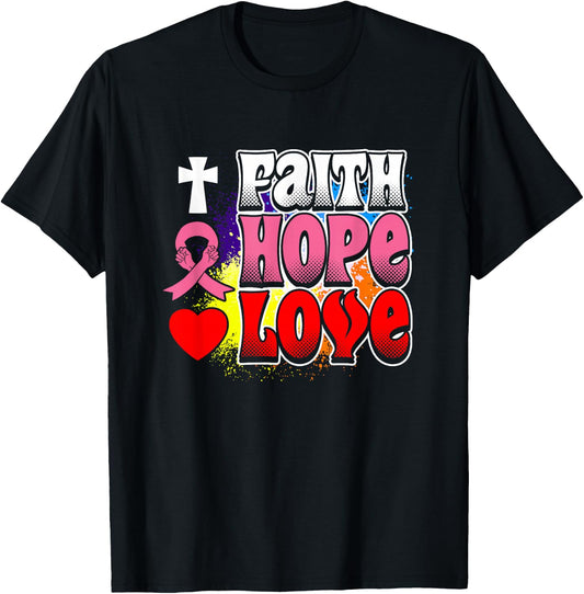 Faith Hope Love Design T-Shirt - T-Shirt | Black