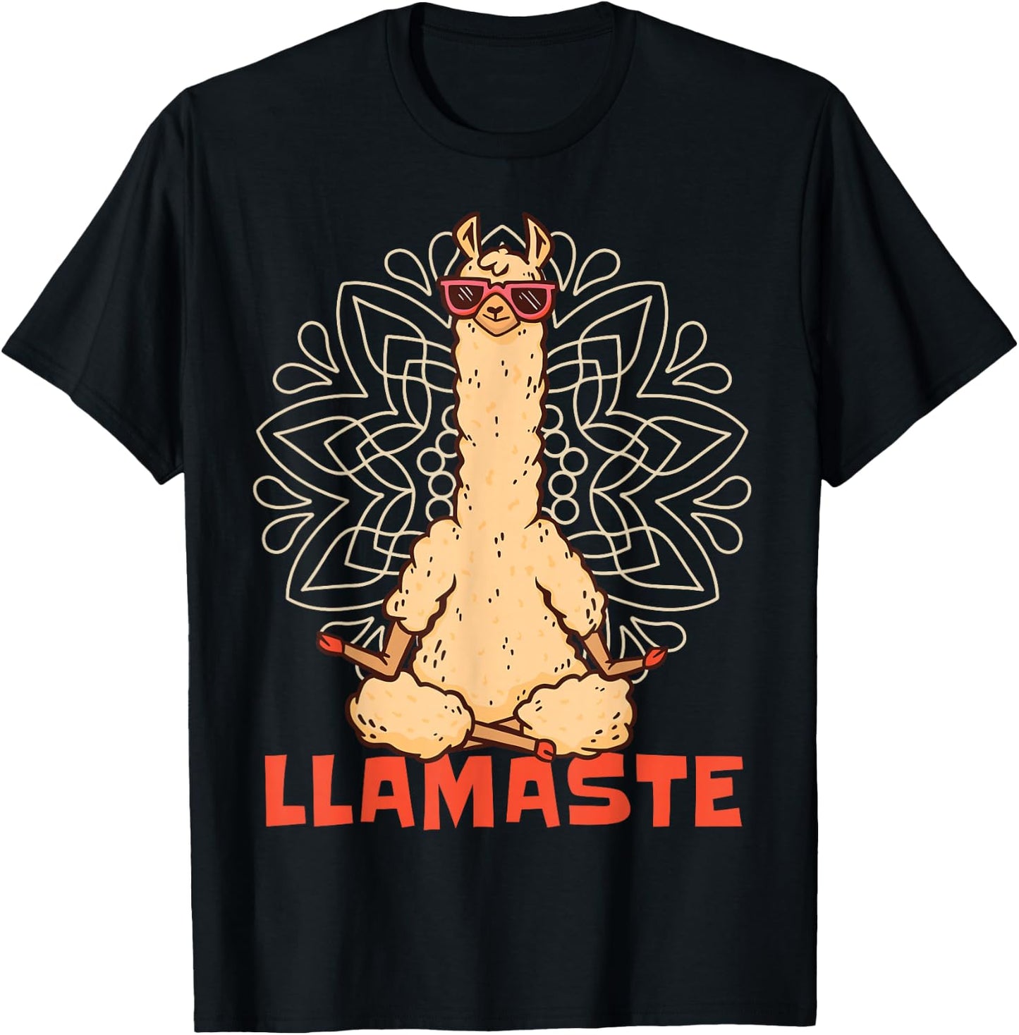 Funny Llama Yoga Lamaste Namaste Meditation T-Shirt - T-Shirt | Black