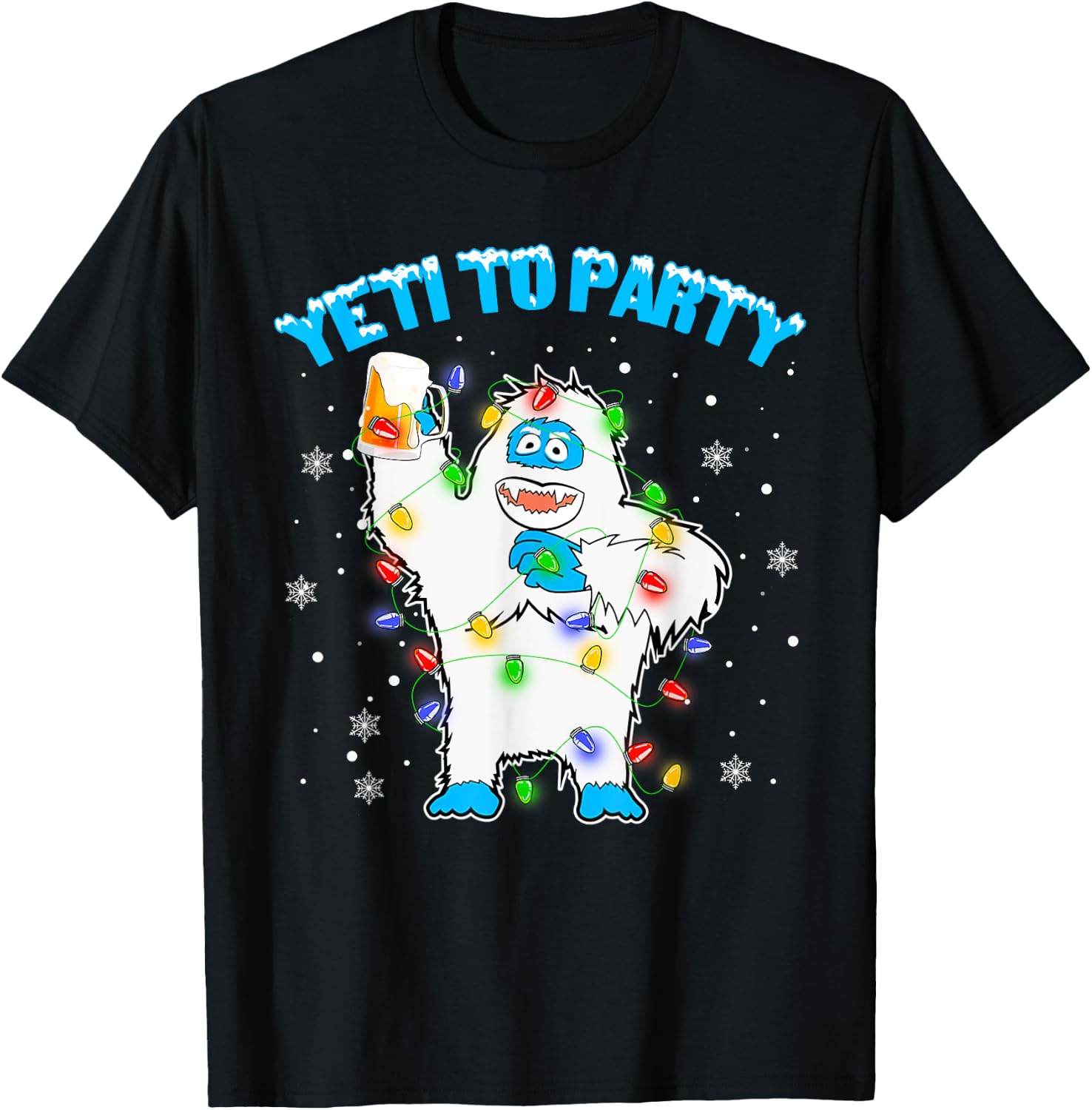 Yeti To Party Shirt Funny Bigfoot Beer Drinking Xmas 2021 T-Shirt - T-Shirt | Black