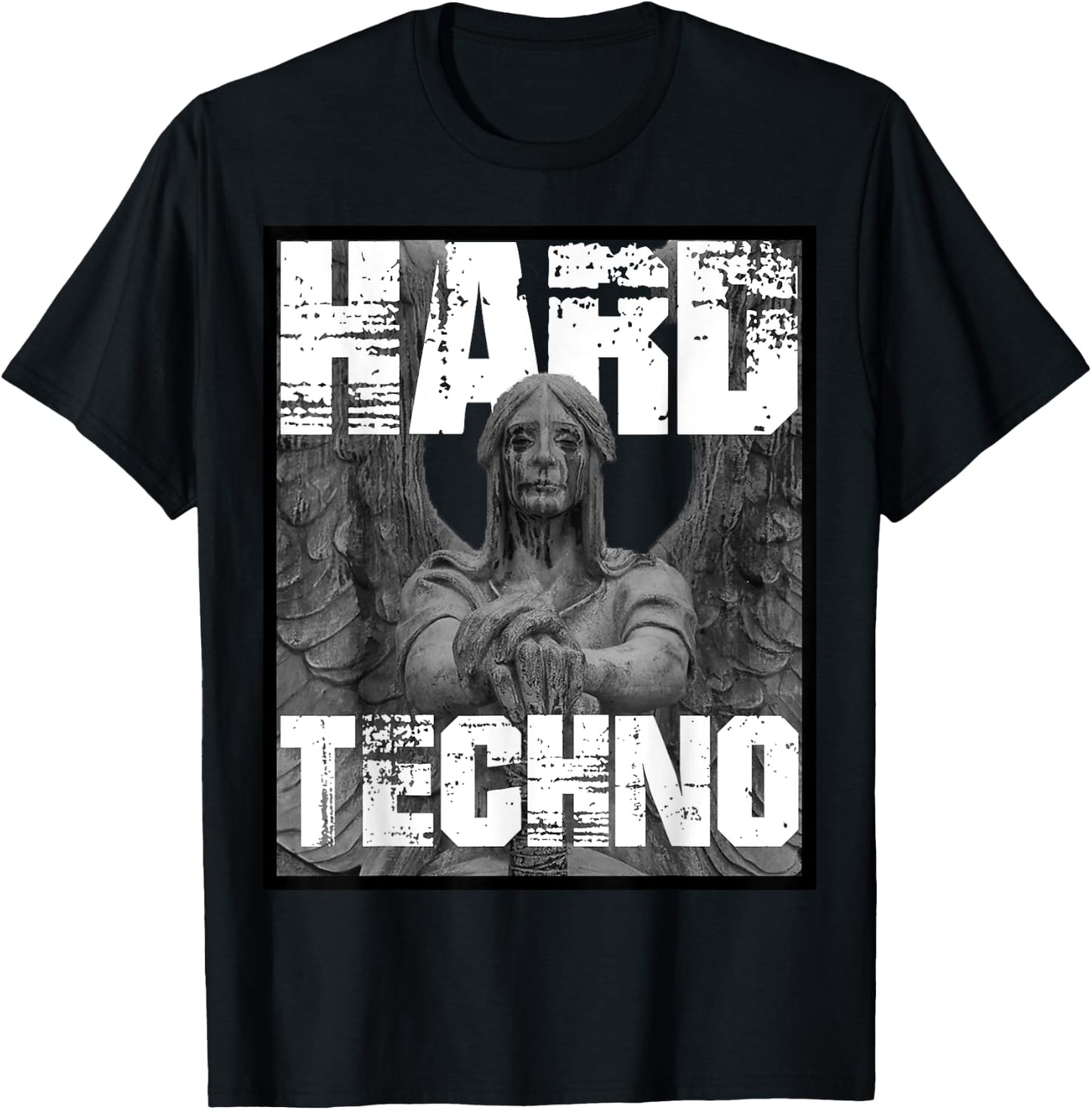 Hard Techno Rave Angel Statue T-Shirt - T-Shirt | Black