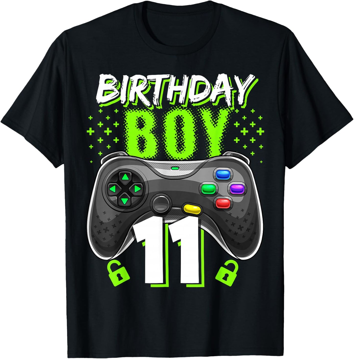 Birthday Boy 11 Video Game Controller Gamer 11th Birthday T-Shirt - T-Shirt | Black