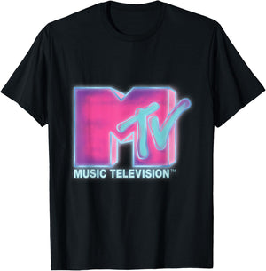 Classic MTV Pink and Blue Neon Logo T- Shirts T-Shirt - T-Shirt | Black