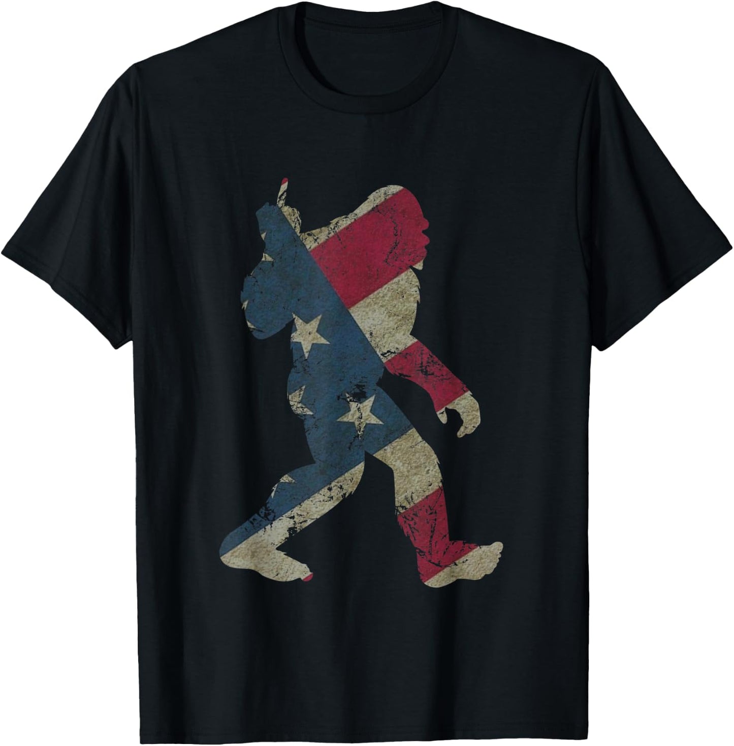 Funny USA Bigfoot Middle Finger for Sasquatch Believers T-Shirt - T-Shirt | Black