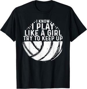 Funny Volleyball Design Girls Women Youth Teen Sports Lovers T-Shirt - T-Shirt | Black