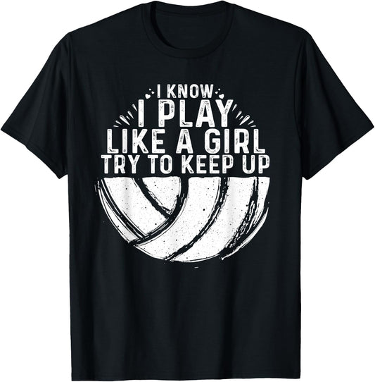 Funny Volleyball Design Girls Women Youth Teen Sports Lovers T-Shirt - T-Shirt | Black