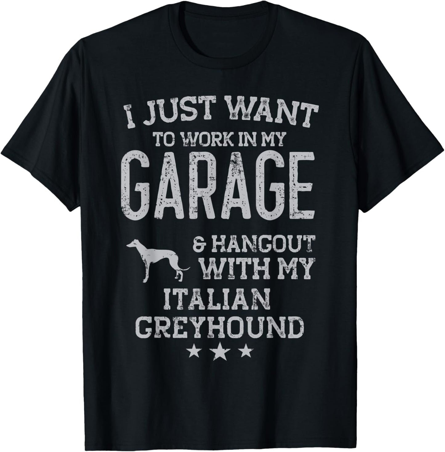 Italian Greyhound Dad Car Garage Hangout Men T-Shirt - T-Shirt | Black