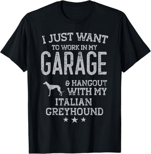 Italian Greyhound Dad Car Garage Hangout Men T-Shirt - T-Shirt | Black