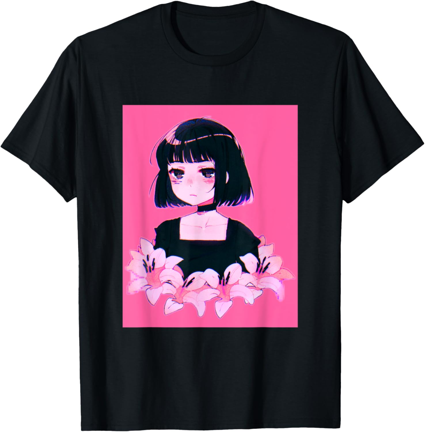 Anime Girl Japanese Aesthetic anime Otaku T-Shirt - T-Shirt | Black