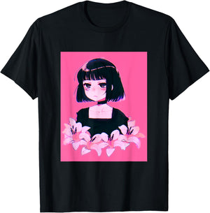 Anime Girl Japanese Aesthetic anime Otaku T-Shirt - T-Shirt | Black