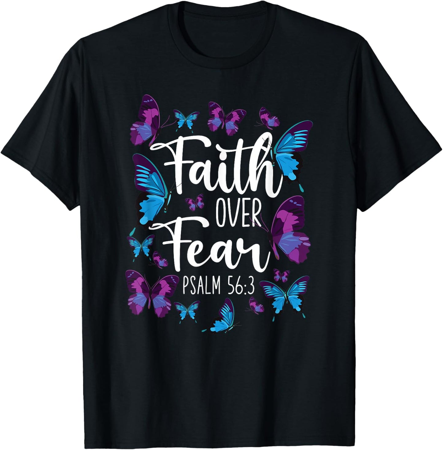 Christian Bible Verse Quote Butterfly Psalm 56:3 T-Shirt - T-Shirt | Black