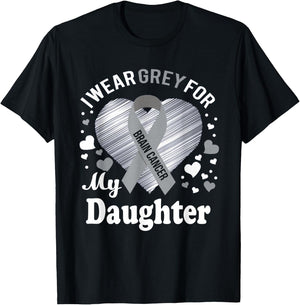 I Wear Grey For My Daughter Brain Cancer Awareness T Shirt T-Shirt - T-Shirt | Black
