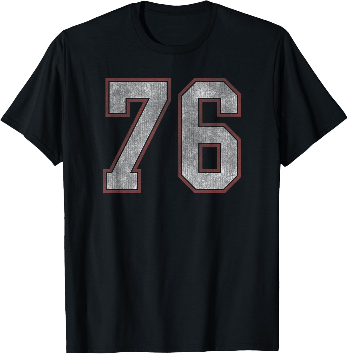 Trendy Vintage Number 76 Fitness T-Shirt - T-Shirt | Black