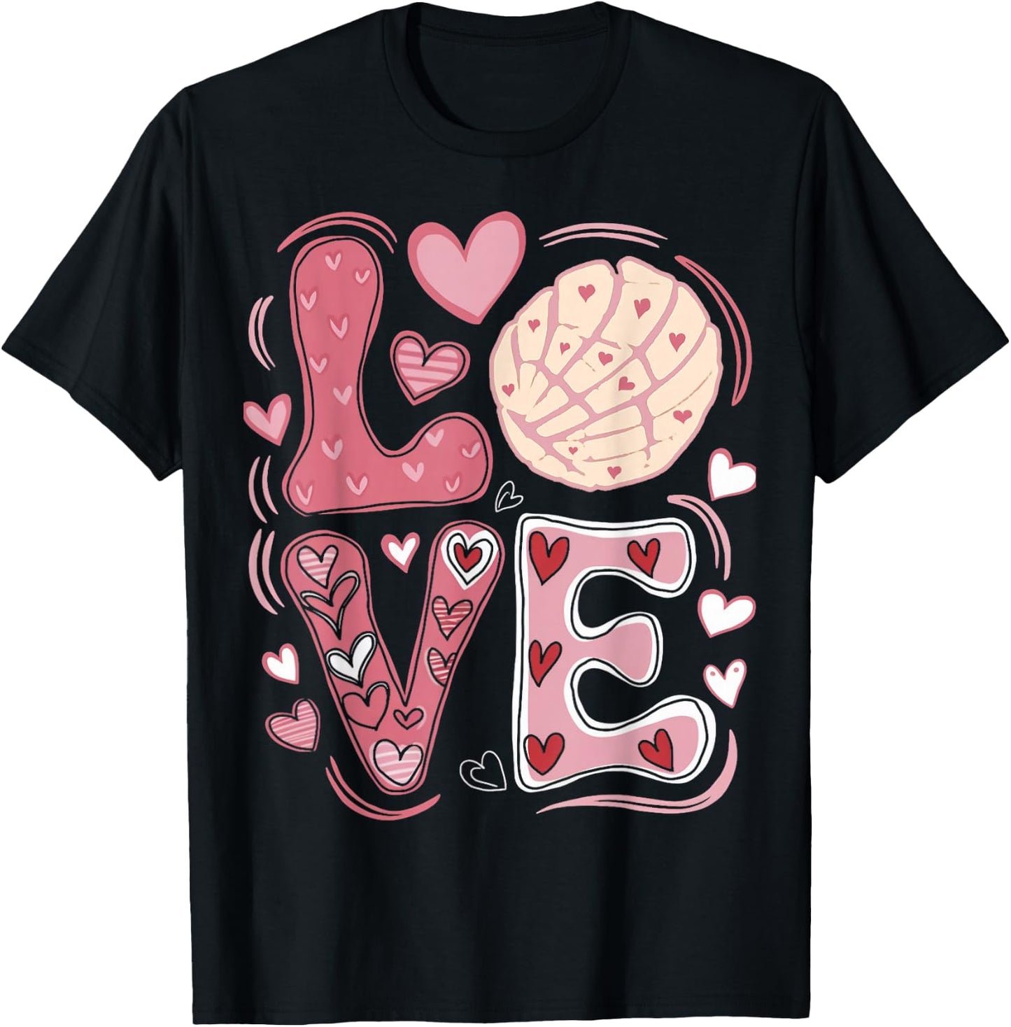 LOVE Latina Mexican Baked Concha Pastry Conchas T-Shirt - T-Shirt | Black