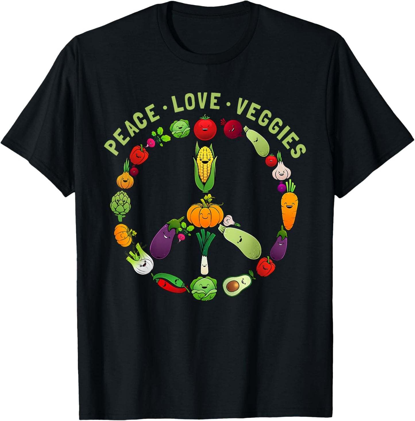 Funny Veggie Art Men Vegan Food Vegetables Themed T-Shirt - T-Shirt | Black