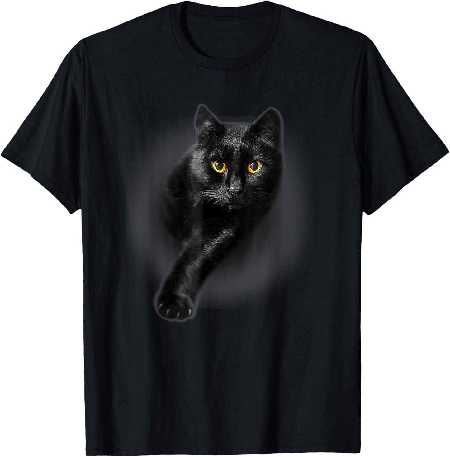Cute Black Cat Yellow Eyes Cats Gifts T-Shirt - T-Shirt | Black