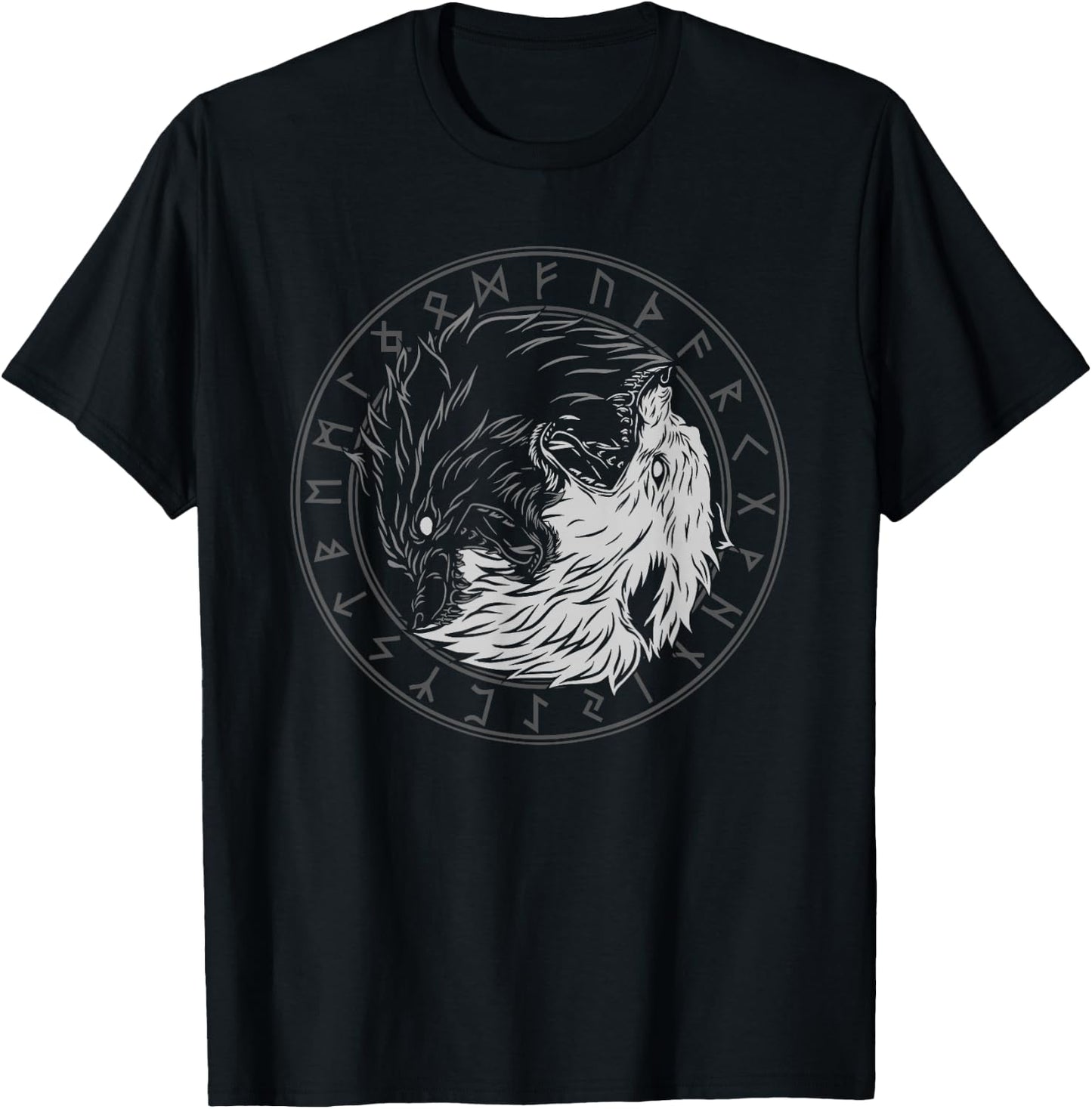 Sons of Fenrir - Sköll and Hati - Ying Yang Wolf T-Shirt - T-Shirt | Black