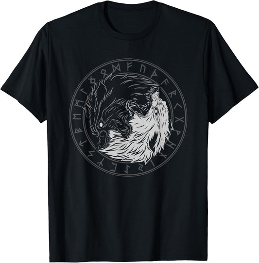 Sons of Fenrir - Sköll and Hati - Ying Yang Wolf T-Shirt - T-Shirt | Black