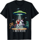 Believe Bigfoot Dinosaur Alien UFO Santa Riding On Unicorn T-Shirt - T-Shirt | Black