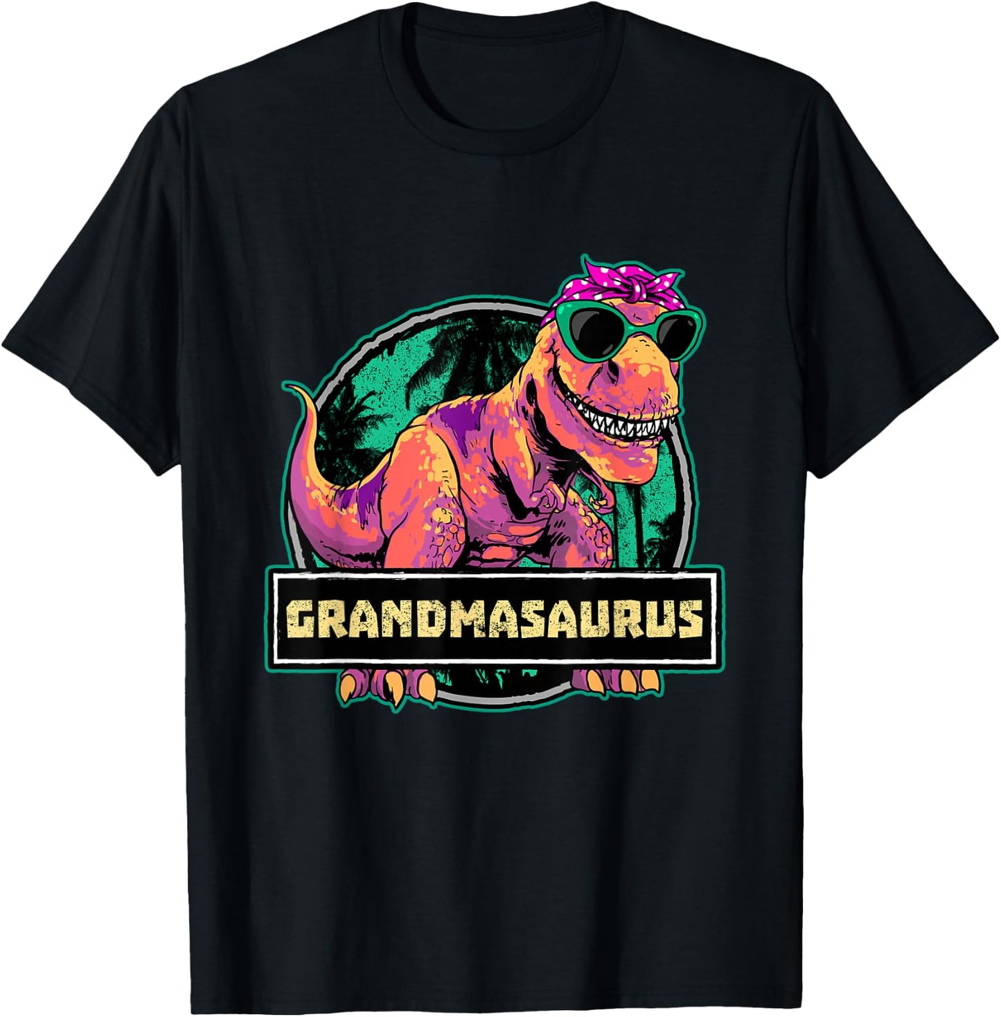 Grandmasaurus Grandma Shirt T Rex Dinosaur Family Matching T-Shirt - T-Shirt | Black