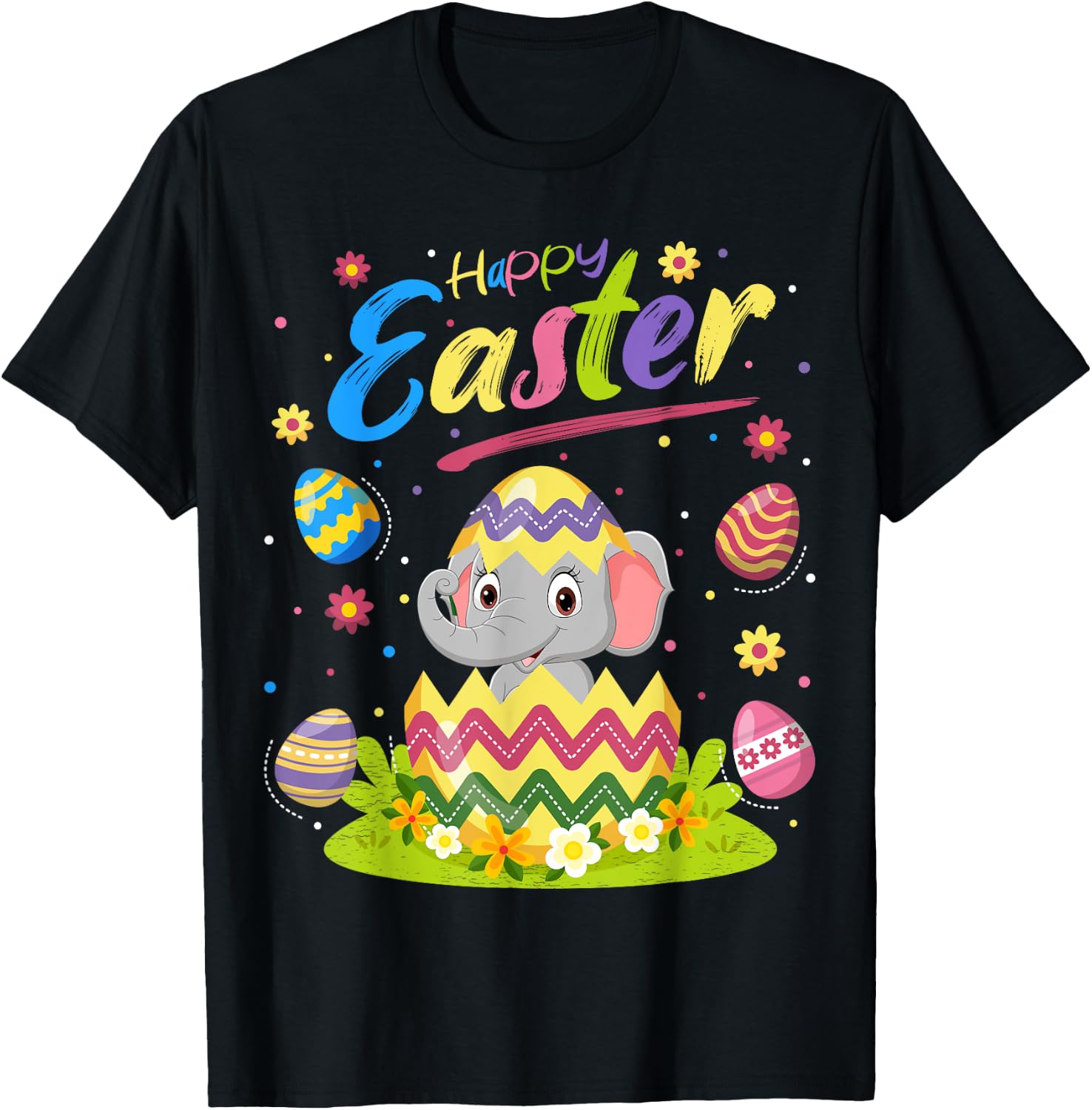 Elephant Lover Funny Easter Egg Elephant Happy Easter T-Shirt - T-Shirt | Black