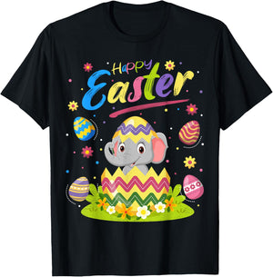 Elephant Lover Funny Easter Egg Elephant Happy Easter T-Shirt - T-Shirt | Black