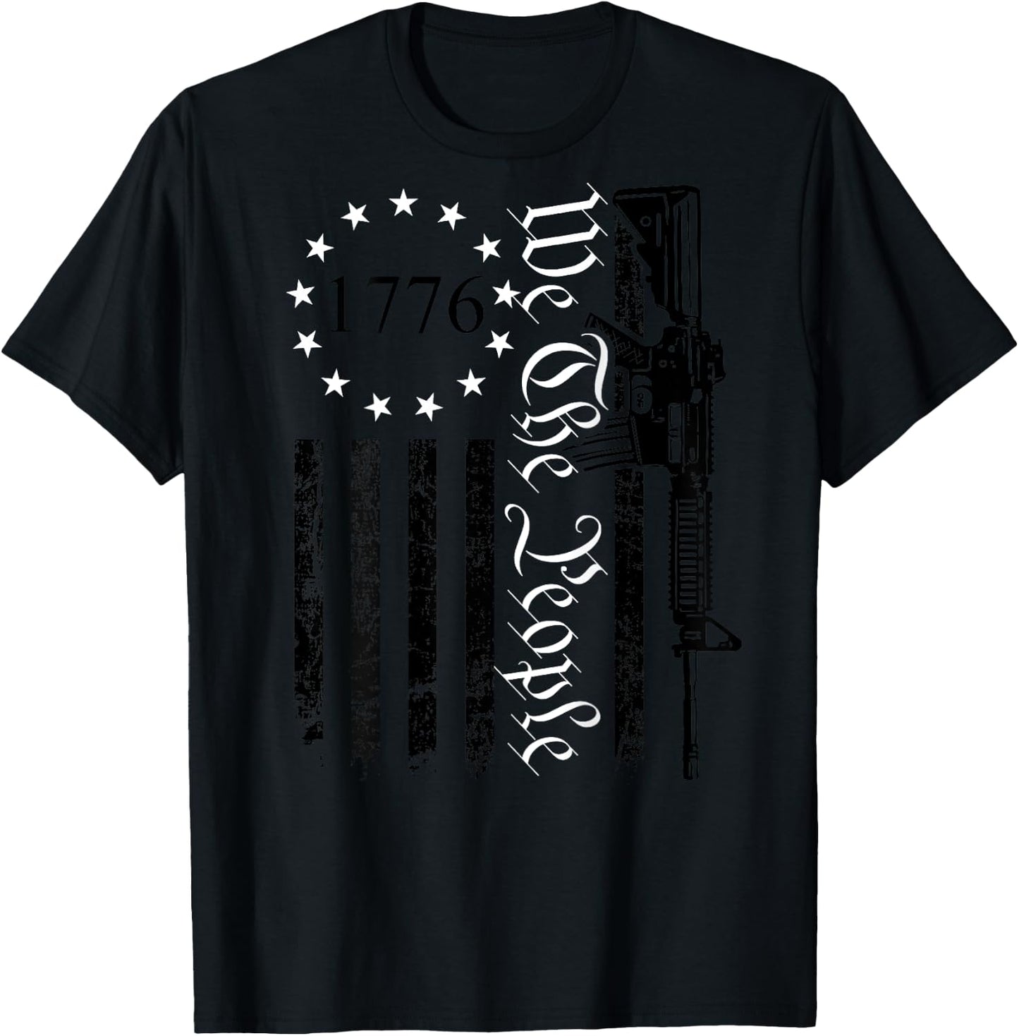 We The People - Gun Rights AR15 Pro Guns USA Flag (ON BACK) Men T-Shirt - T-Shirt | Black