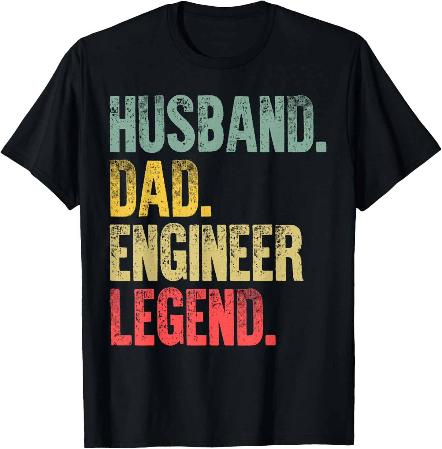 Funny Vintage Shirt Husband Dad Engineer Legend Retro T-Shirt - T-Shirt | Black