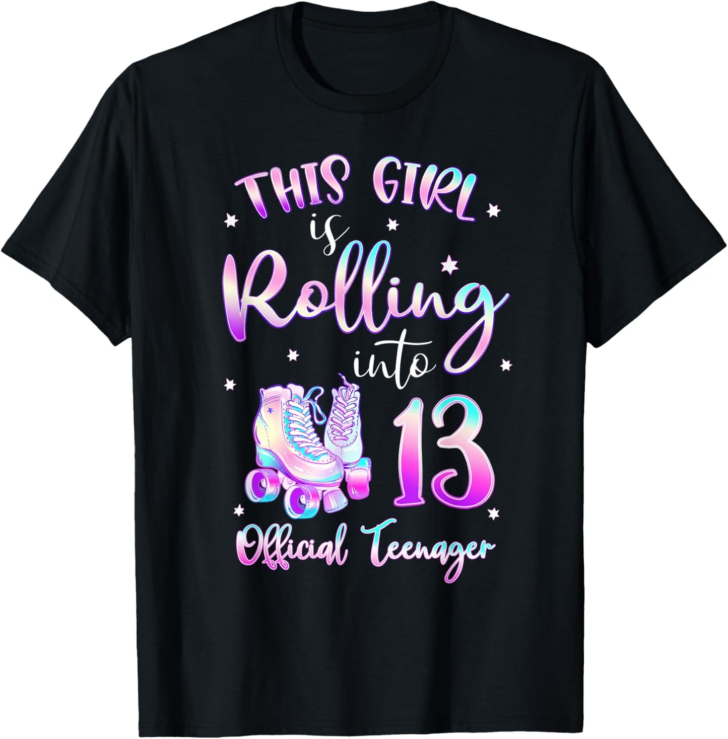 13th Birthday Rolling Into 13 Official Teenager Roller Skate T-Shirt - T-Shirt | Black