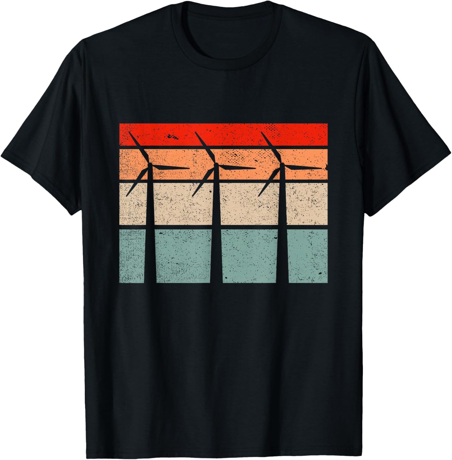 Retro Vintage Wind Turbine Technician Wind Energy T-Shirt - T-Shirt | Black