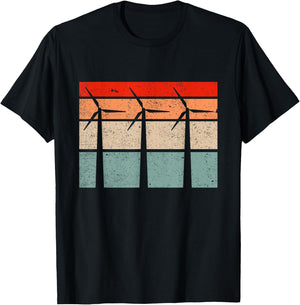 Retro Vintage Wind Turbine Technician Wind Energy T-Shirt - T-Shirt | Black