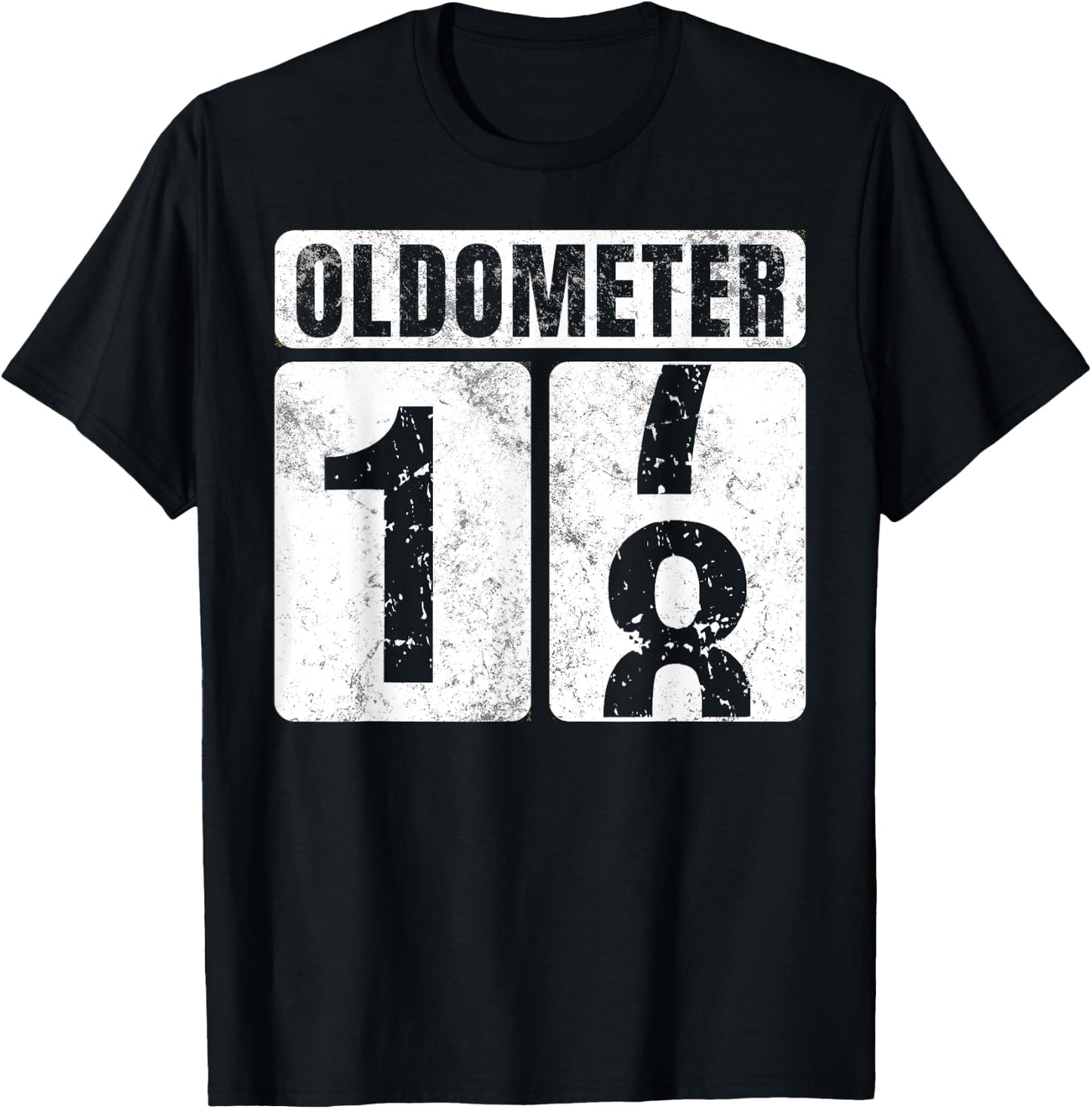 Oldometer 18 Shirt Vintage Funny 18th Birthday Gift T-Shirt - T-Shirt | Black