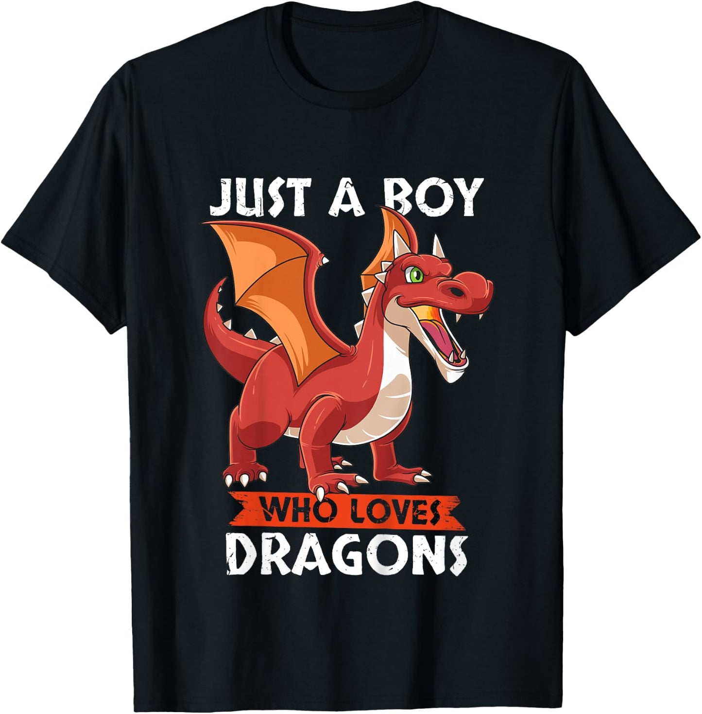 Kids Cute Just a Boy Who Loves Dragons - Gift T-Shirt - T-Shirt | Black