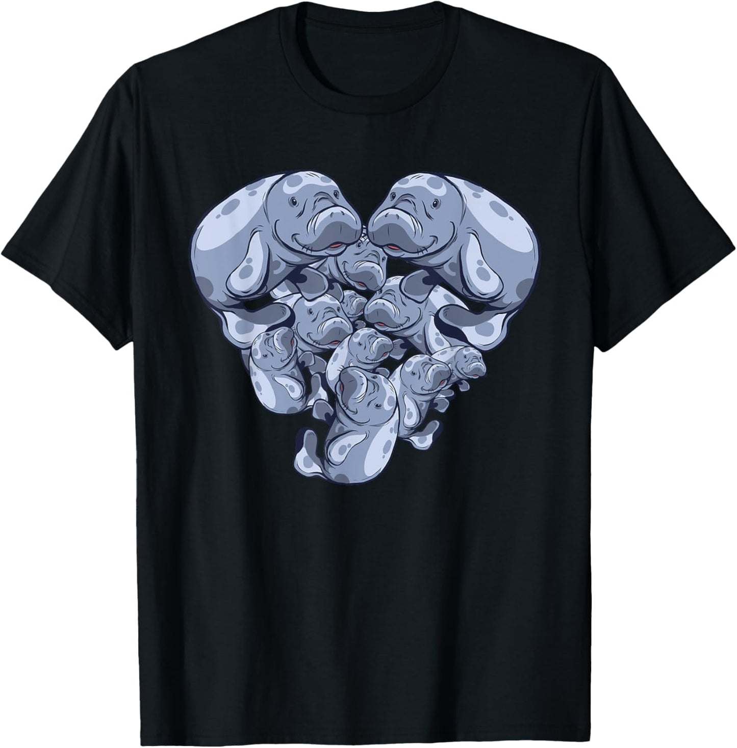 Sea cow heart shape design T-Shirt - T-Shirt | Black