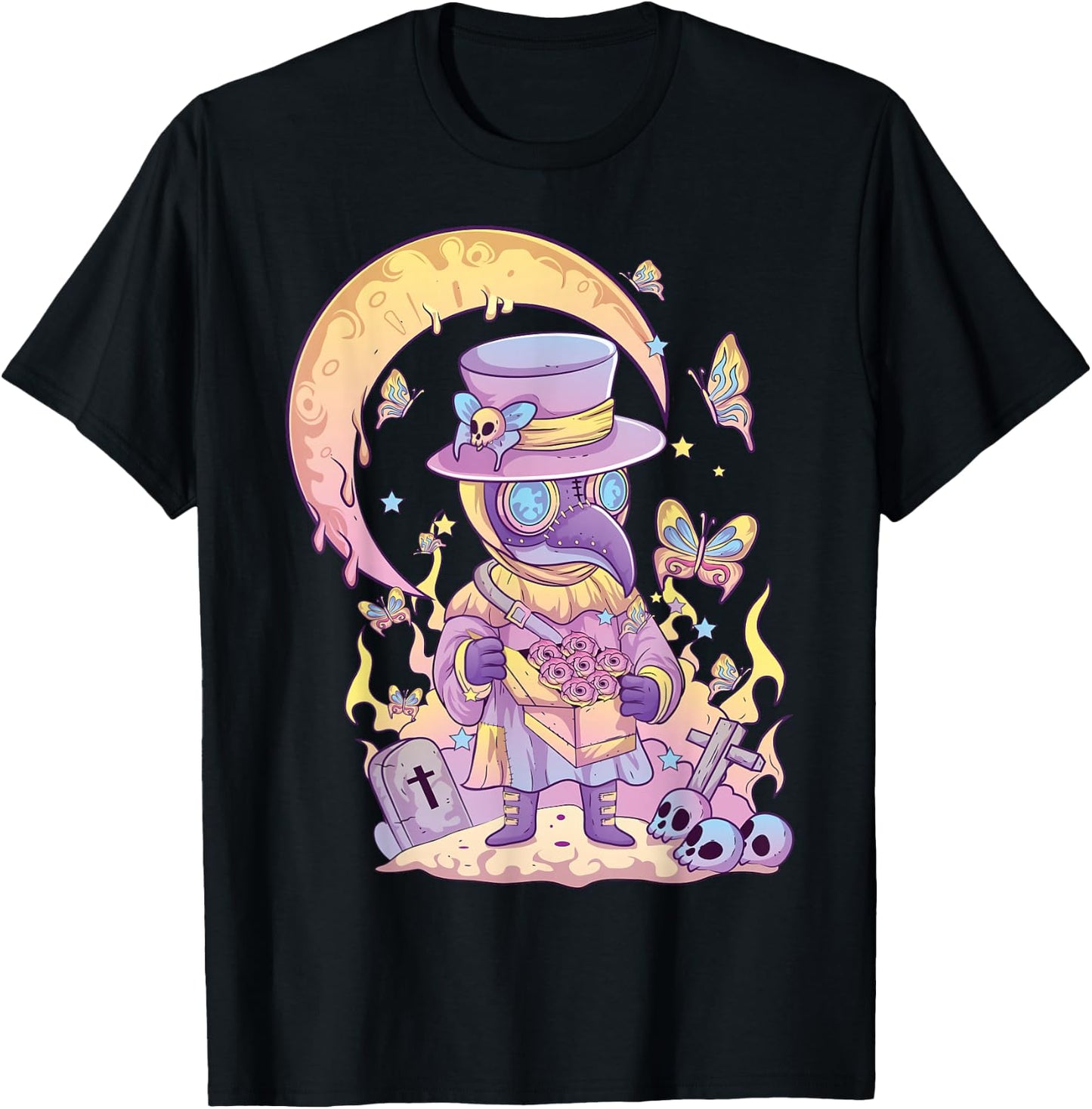 Pastel Goth Cute Creepy Plague Doctor Kawaii Menhera Wiccan Small T-Shirt - T-Shirt | Black
