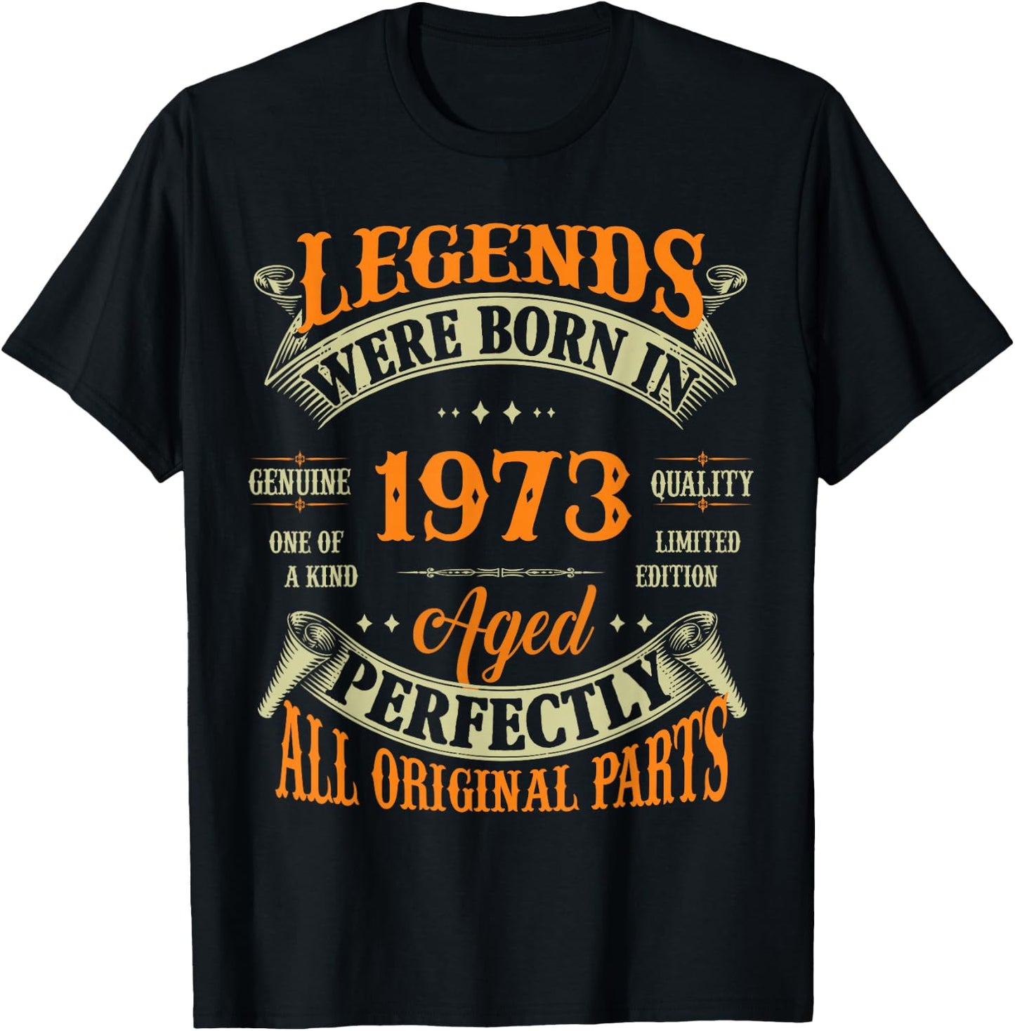 52nd Birthday Vintage Legends Born in 1973 52 Years Old T-Shirt - T-Shirt | Black
