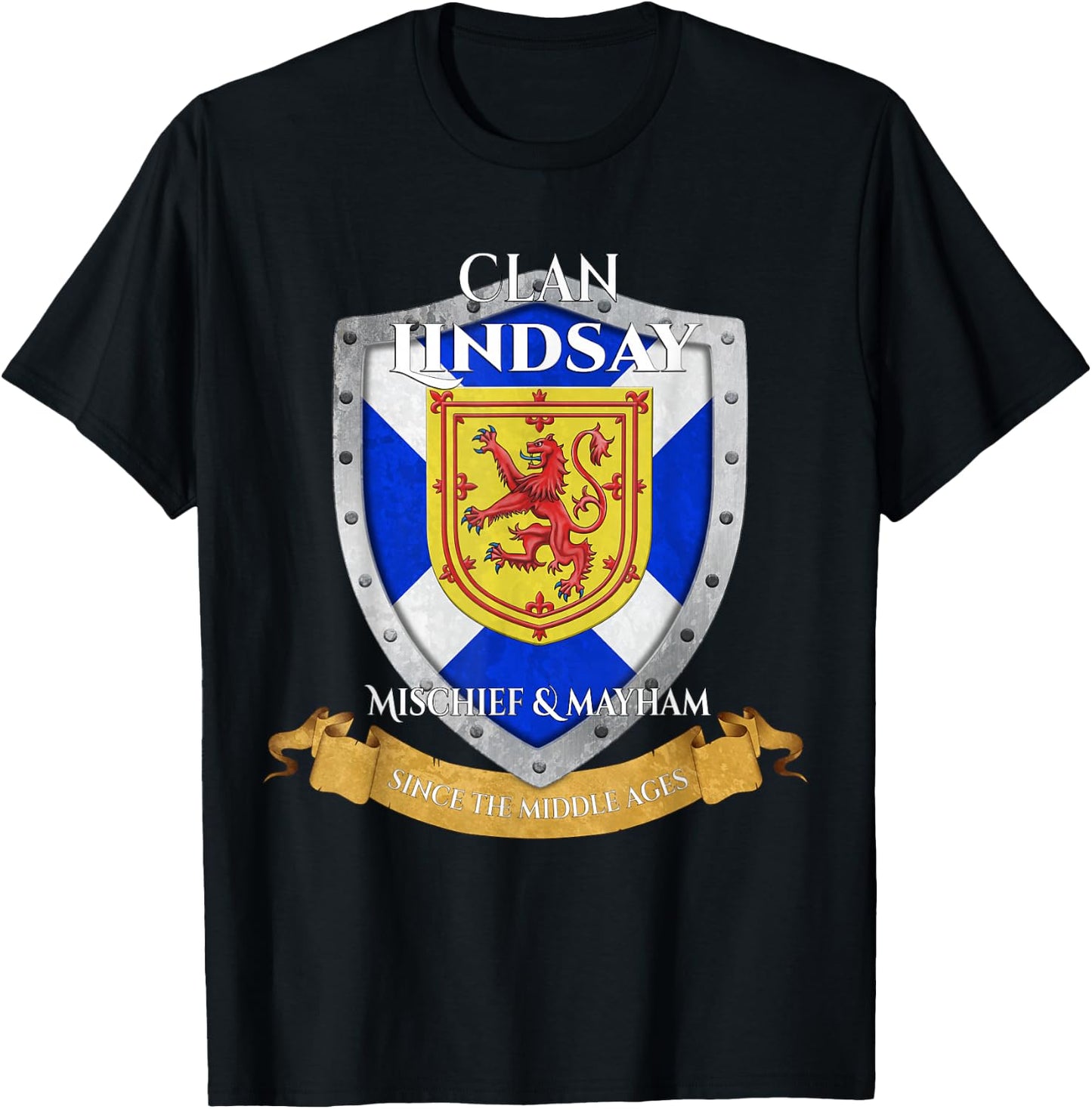 Lindsay Scottish Family Clan Scotland Shield T-Shirt - T-Shirt | Black