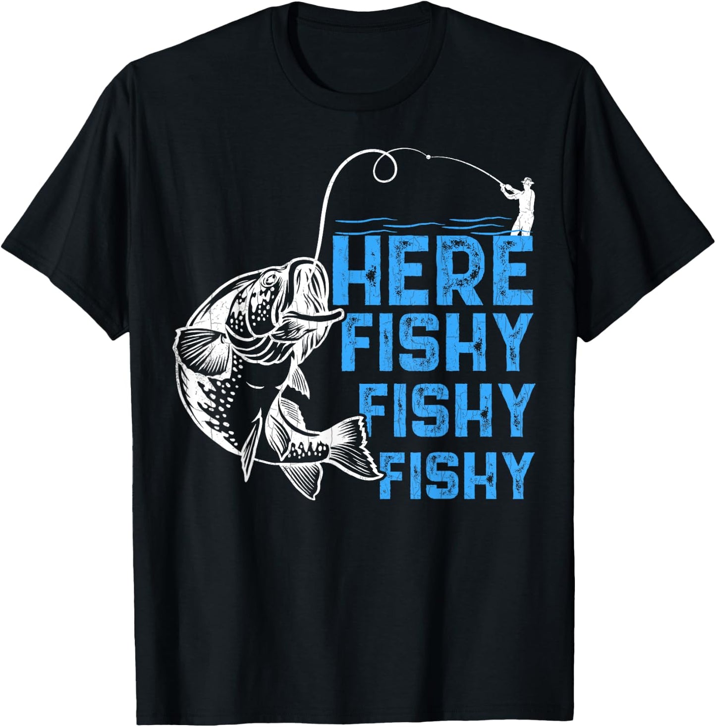 Here Fishy Funny Fishkeeping Aquarist Aquarium Graphic T-Shirt - T-Shirt | Black