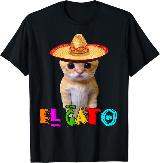 El Gato Meme Mexican Cat Latino Munchkin Kitty Cinco de Mayo T-Shirt - T-Shirt | Black