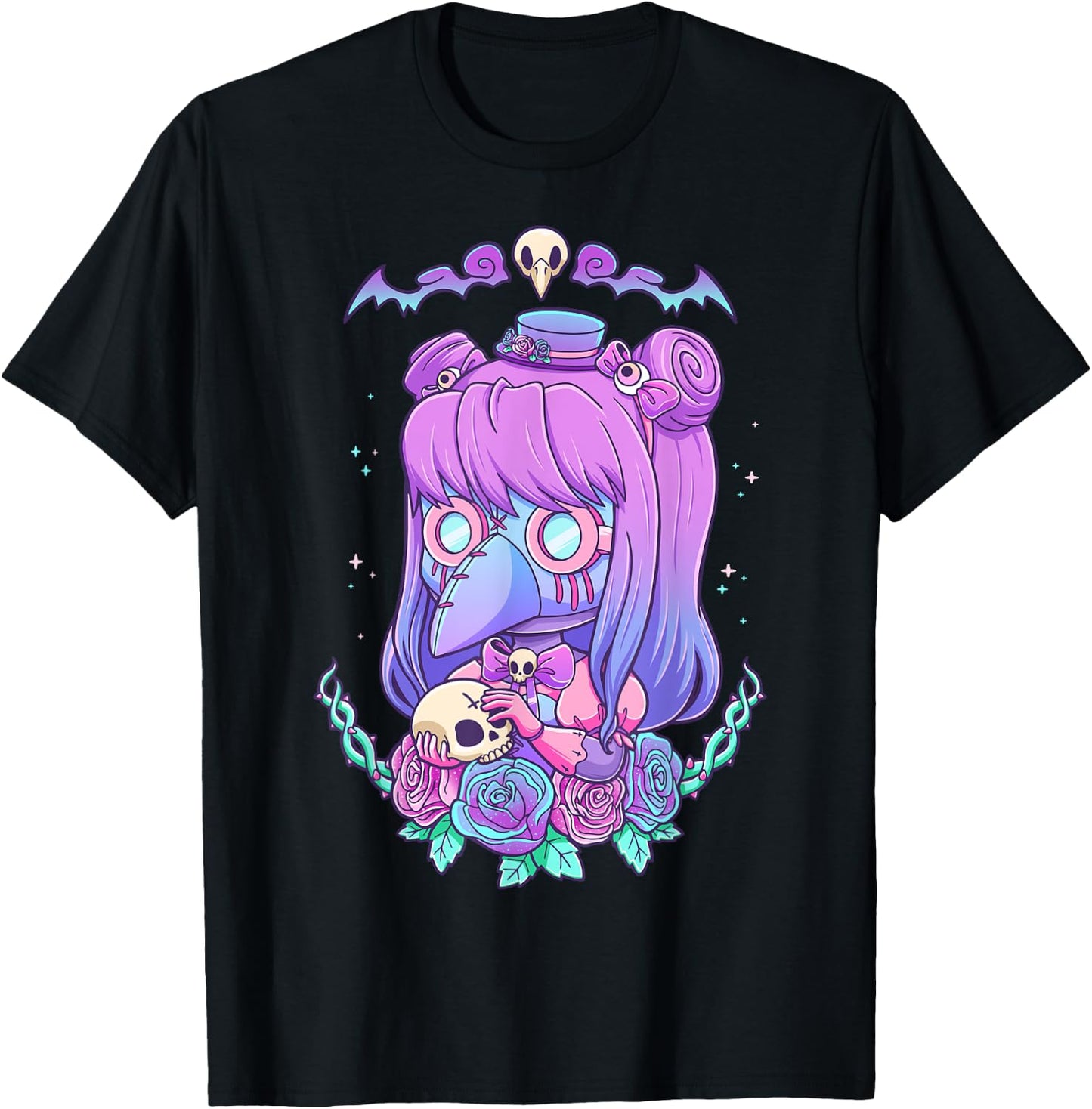 Pastel Goth Creepy Plague Doctress Kawaii Menhera Wiccan T-Shirt - T-Shirt | Black
