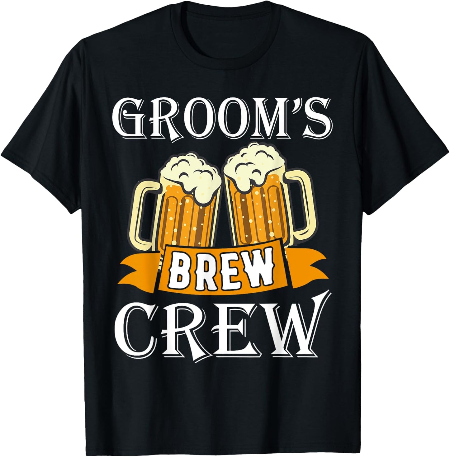 Groom's Brew Beer Crew Party Wedding Drinking Team Funny T-Shirt - T-Shirt | Black