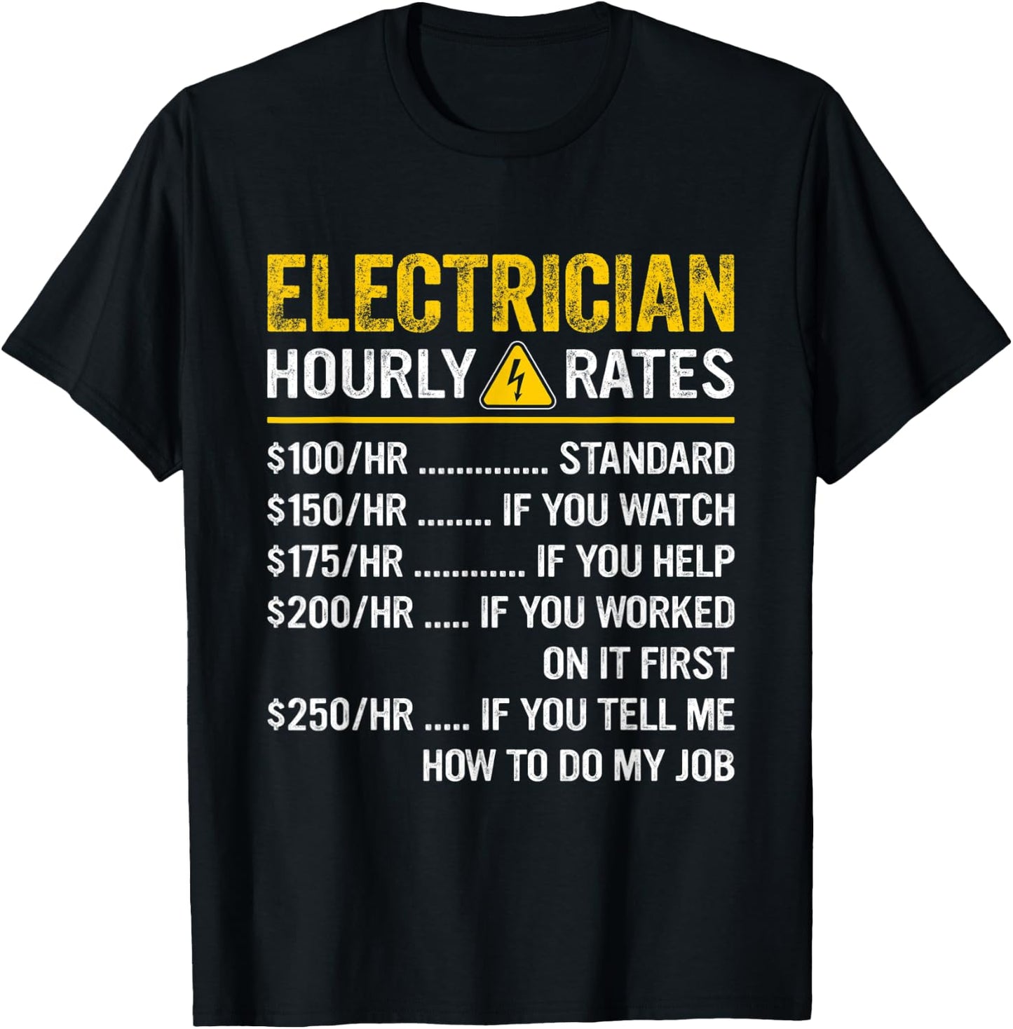 Funny Vintage Electricians Apparel Electrician Hourly Rates T-Shirt - T-Shirt | Black