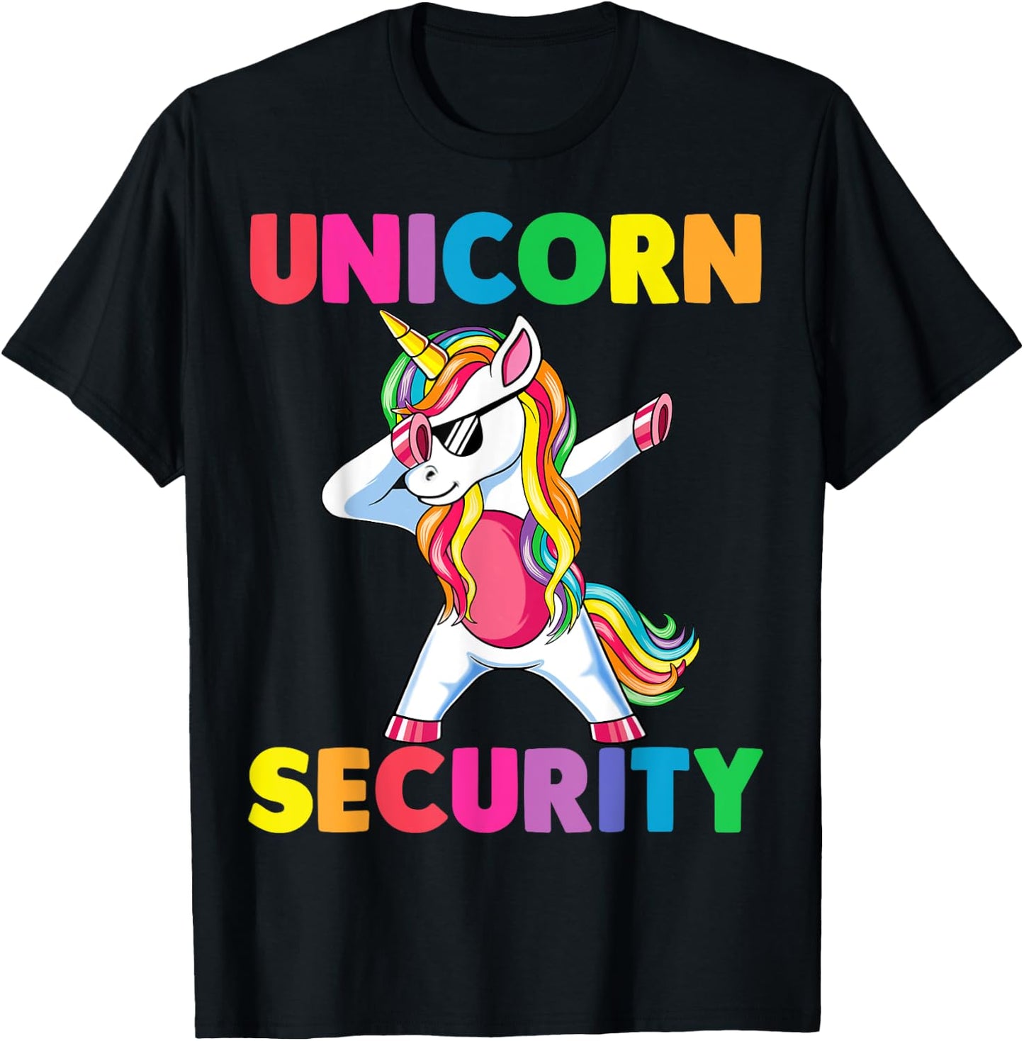 Halloween Dad Mom Daughter Adult Costume Unicorn Security T-Shirt - T-Shirt | Black