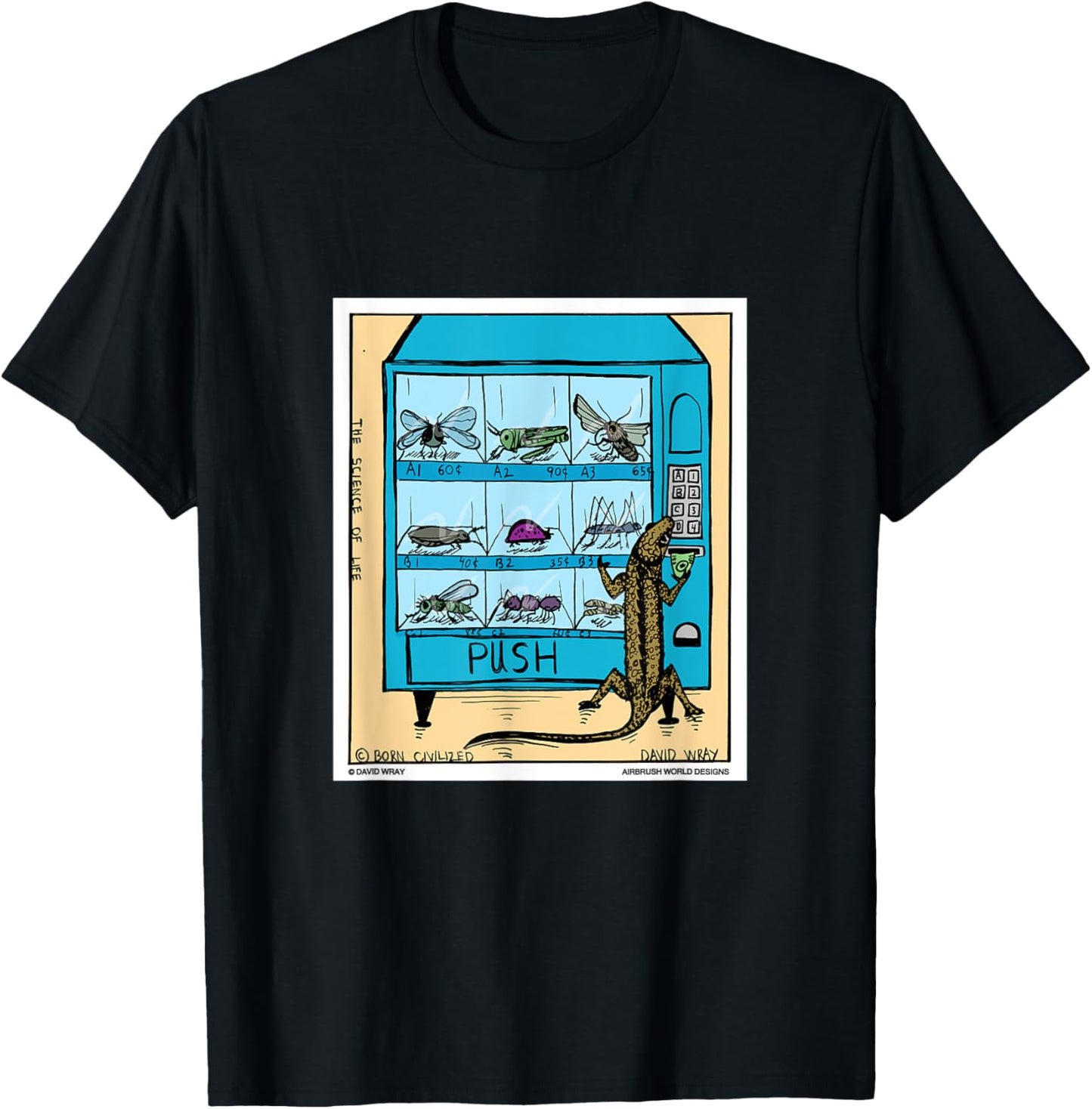 Lizard Using Insect Vending Machine Funny Reptile Gift T-Shirt - T-Shirt | Black