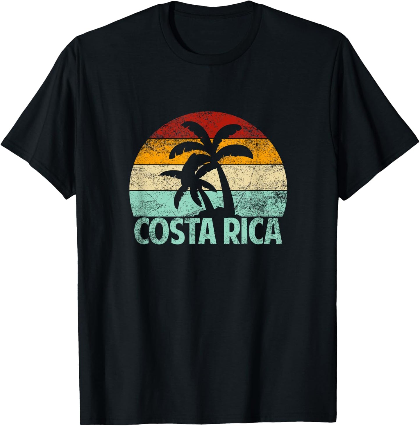 Costa Rica Beach Sunset Palm Tree Retro Vacation Costa Rica T-Shirt - T-Shirt | Black