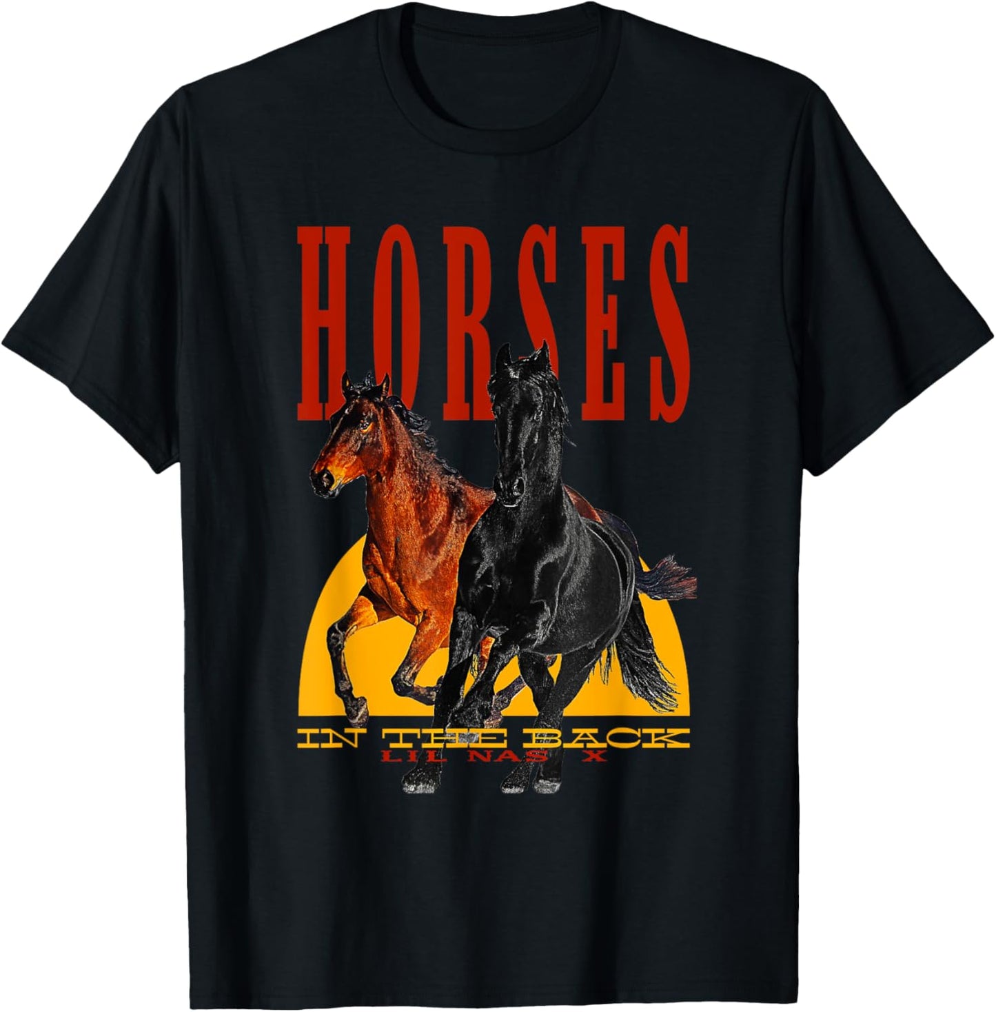 Lil Nas X Official Horses in the Back T-Shirt - T-Shirt | Black