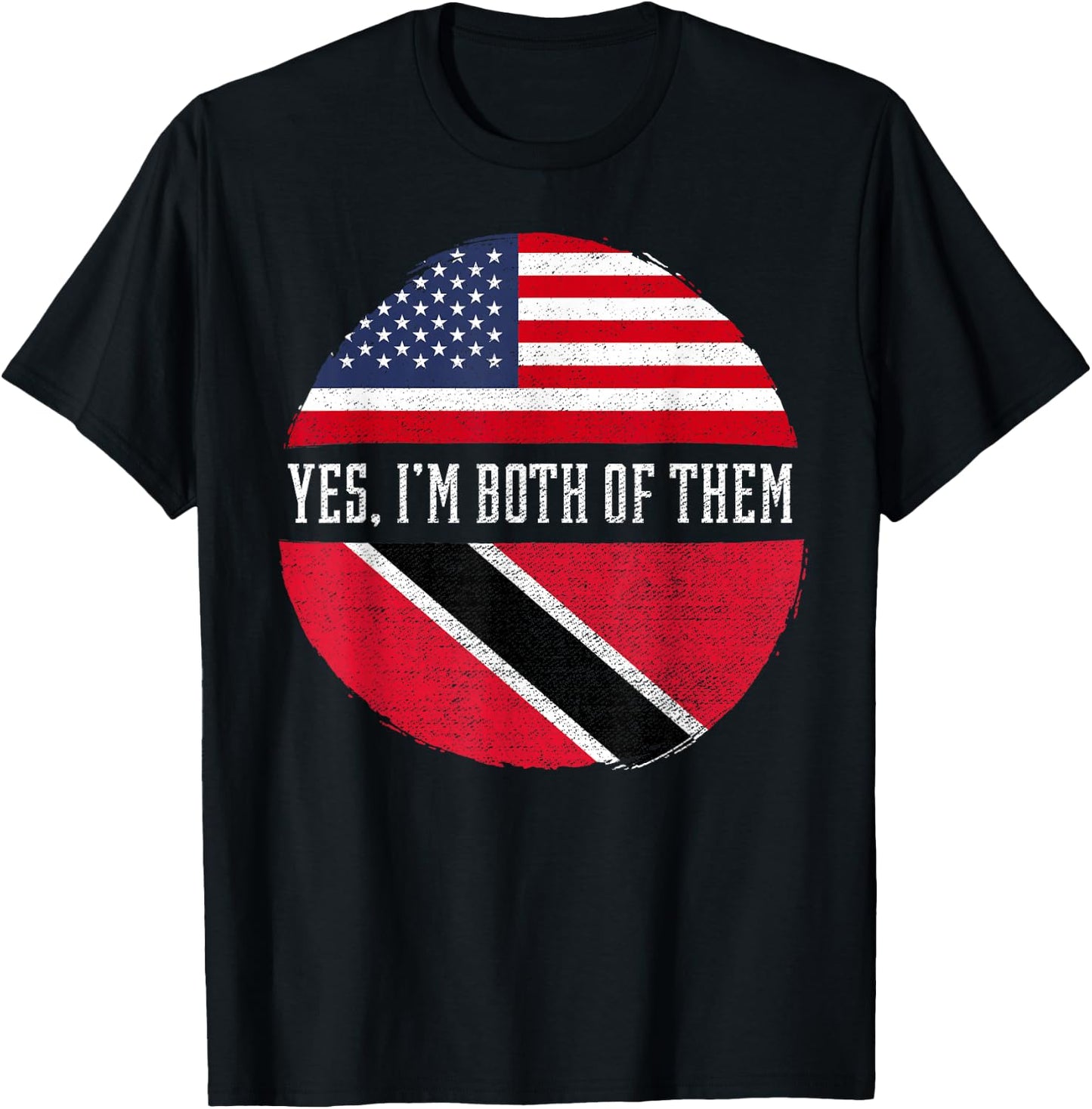 Half American Half Trinbagonian USA Flag Trinidad and Tobago T-Shirt - T-Shirt | Black