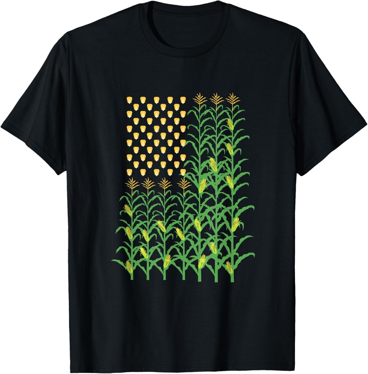 Corn Farmer - American Flag Crop Farmers Farm Farming Gift T-Shirt - T-Shirt | Black